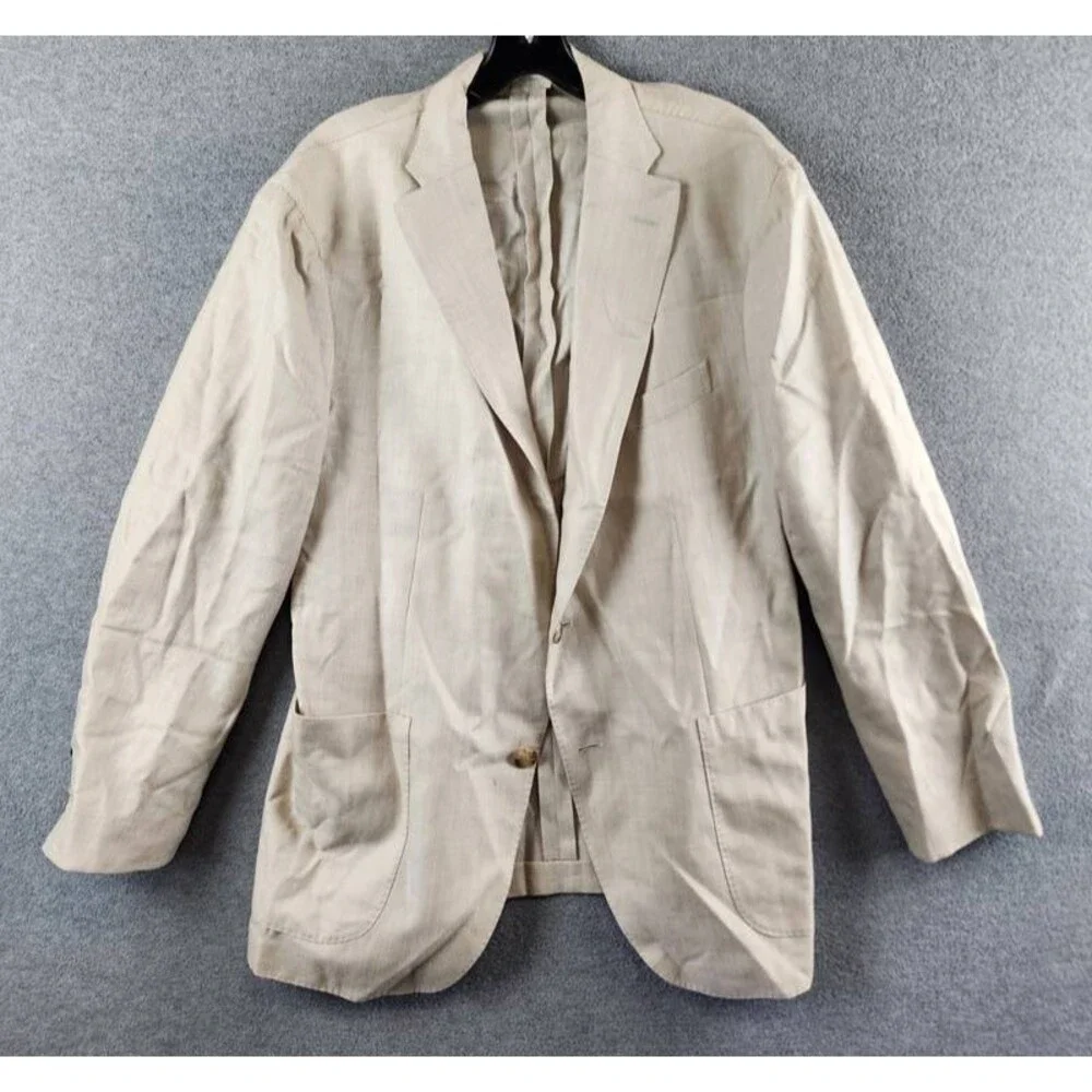 BOGLIOLI Milano Wool Silk Blend K. Jacket Blazer Men's Beige Button Closure